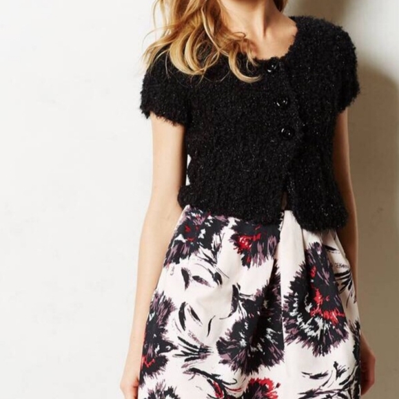 Anthropologie Sweaters - Vintage Anthropologie Knitted & Knotted Black Fuzzy Cardigan